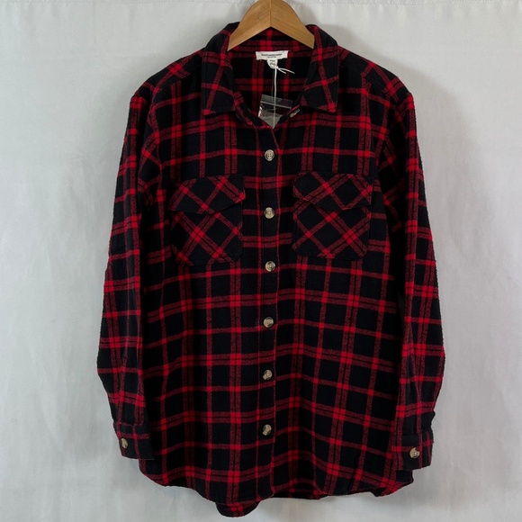 NWT beachlunchlounge Heavy Flannel Easton Shacket in Ski Patrol Plaid - Picture 7 of 11